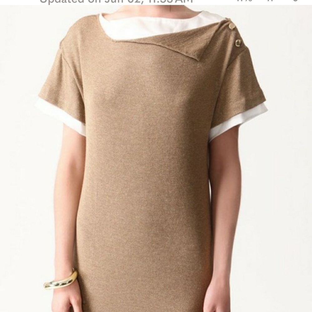Phillip Lim Knit Dress Metallic Dark Gold Mini Bateau small